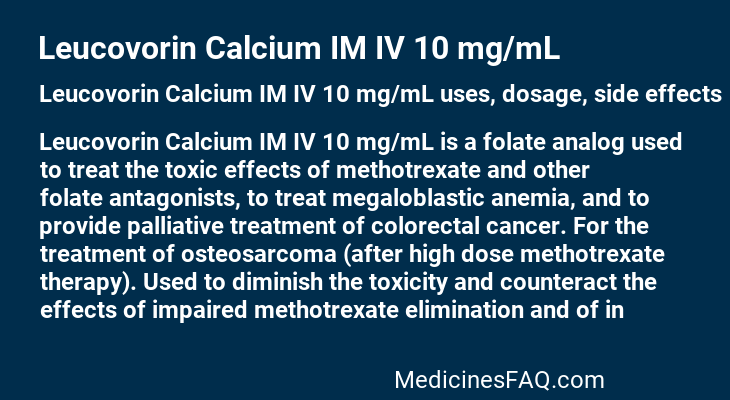 Leucovorin Calcium IM IV 10 mg/mL